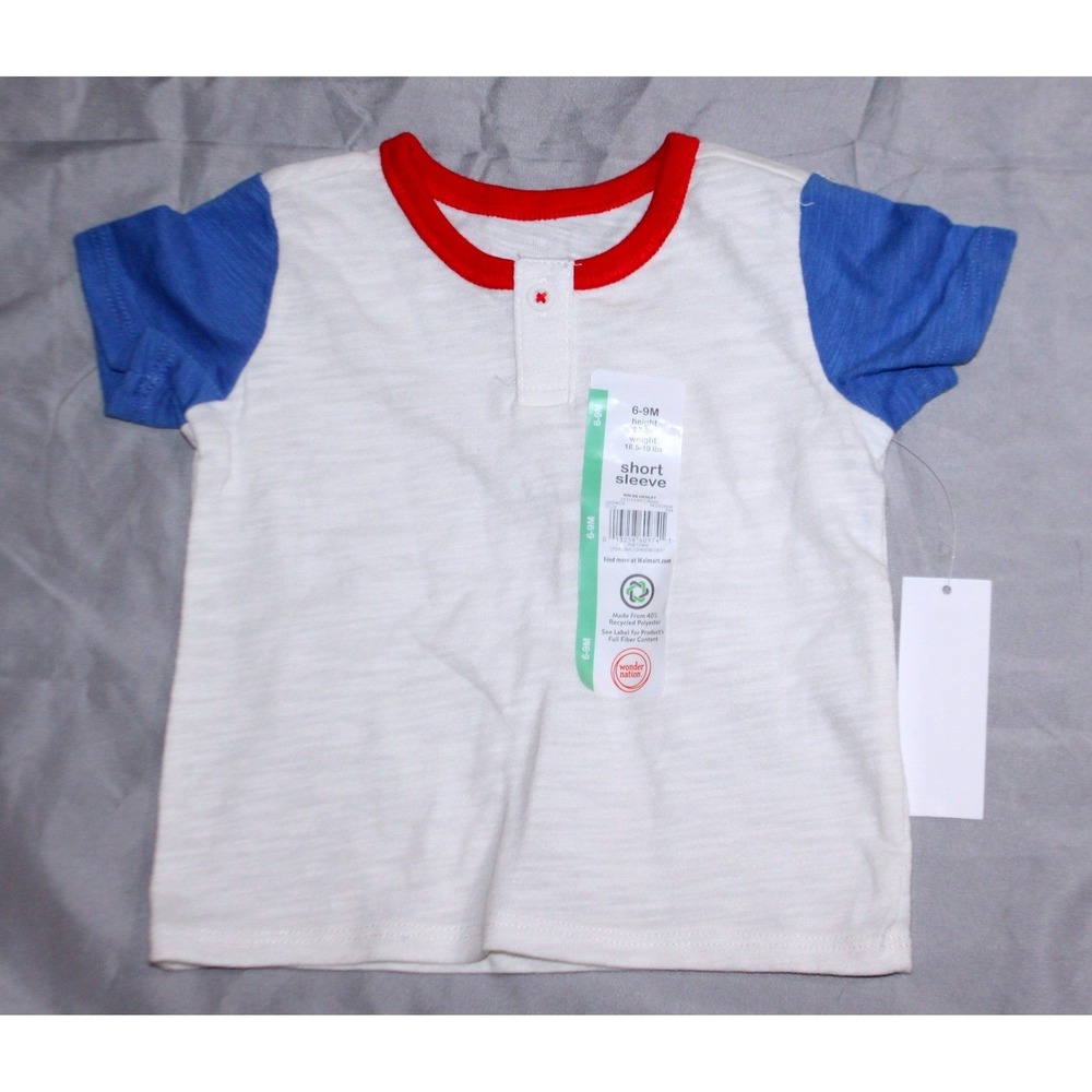 Baby boys wonder nation short sleeve henley shirt white size 6-9 months